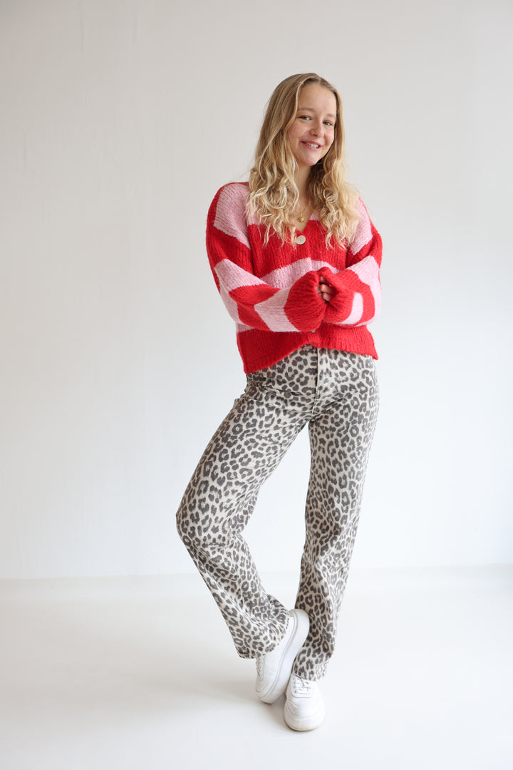 Striped V-Neck Cardigan