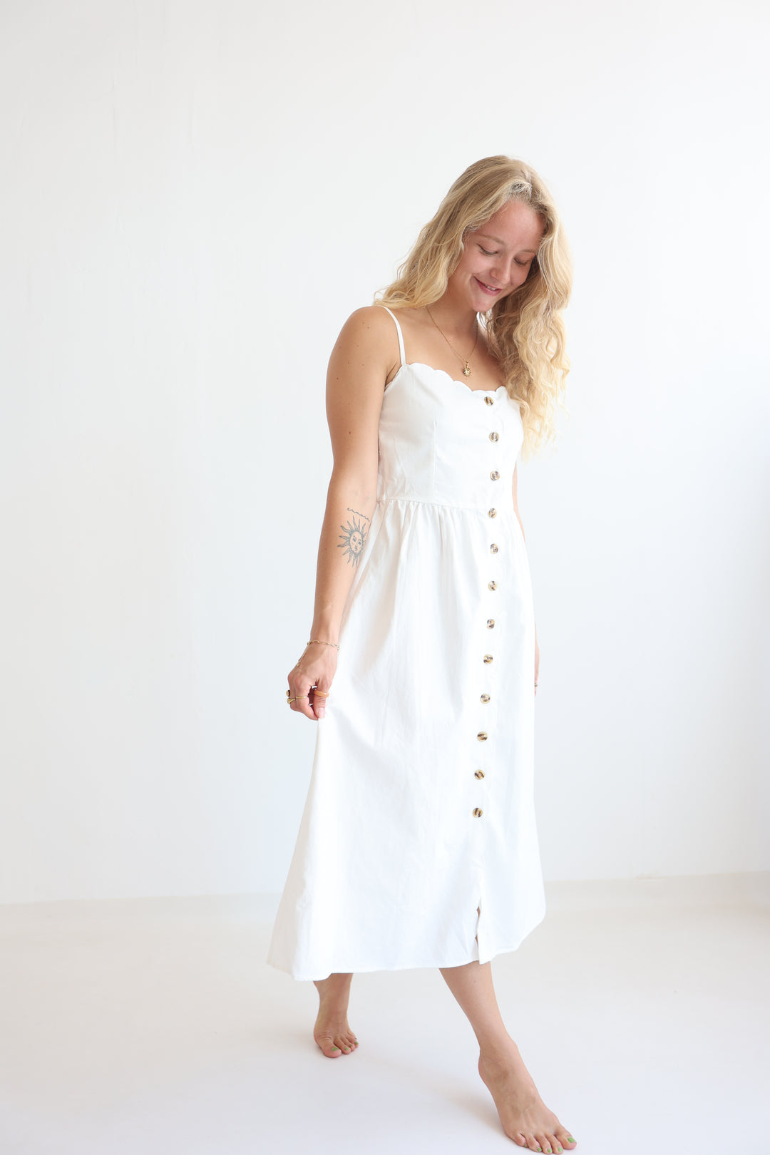 Riviera White Midi Dress