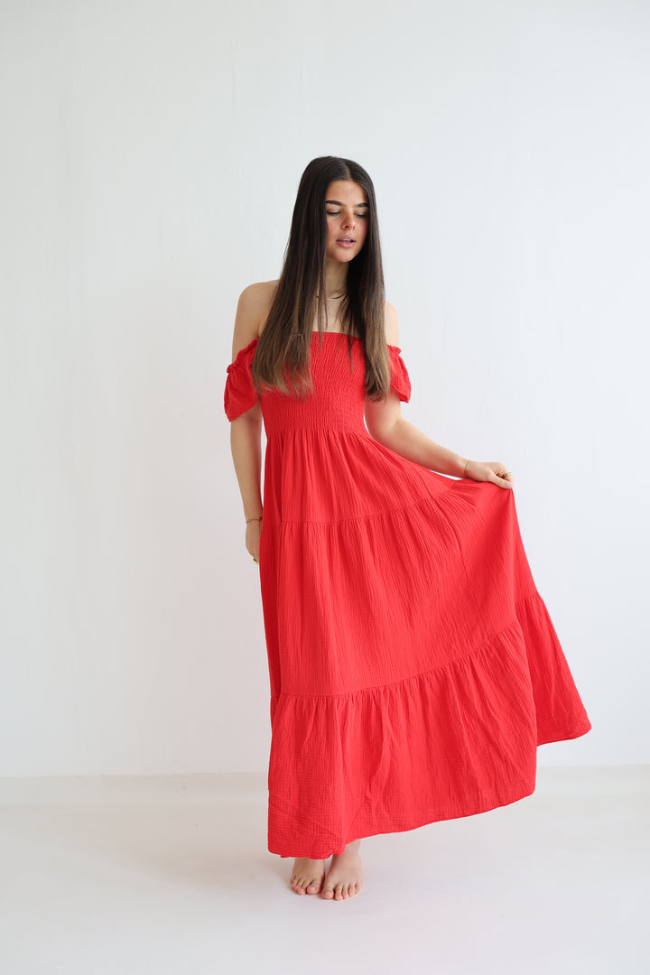 Langes Kleid mit Raffung Livia