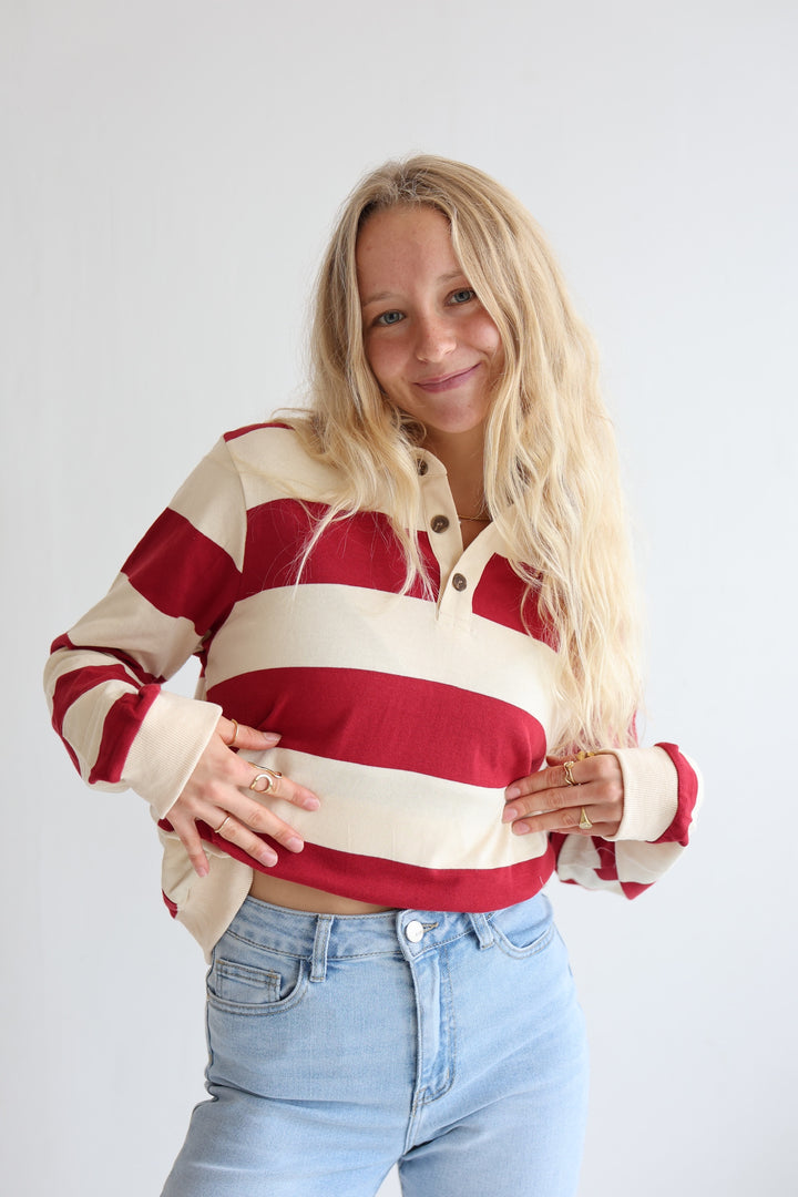 Retro Burgundy Long Polo