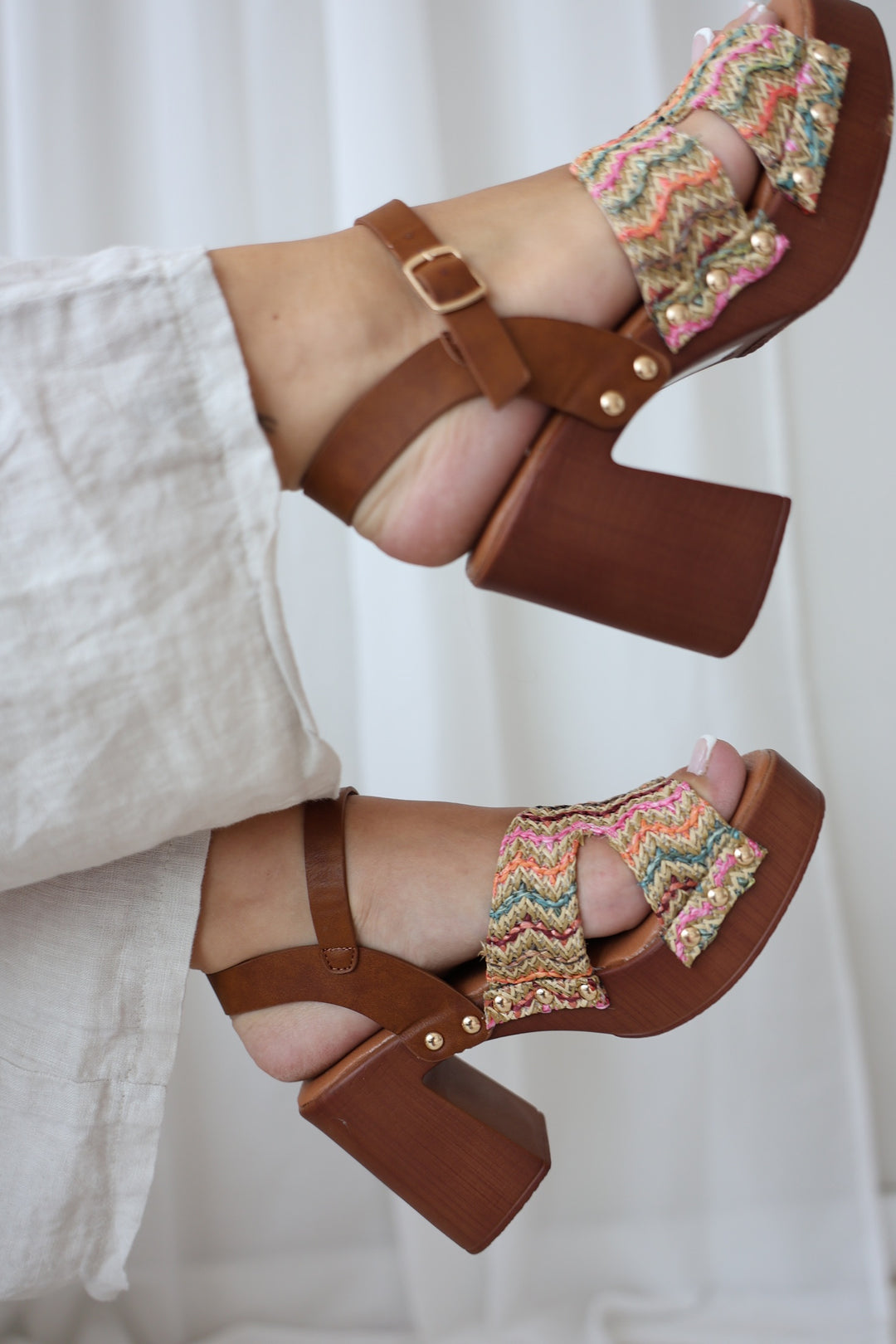 Plateau Sandale aus Leder Amber