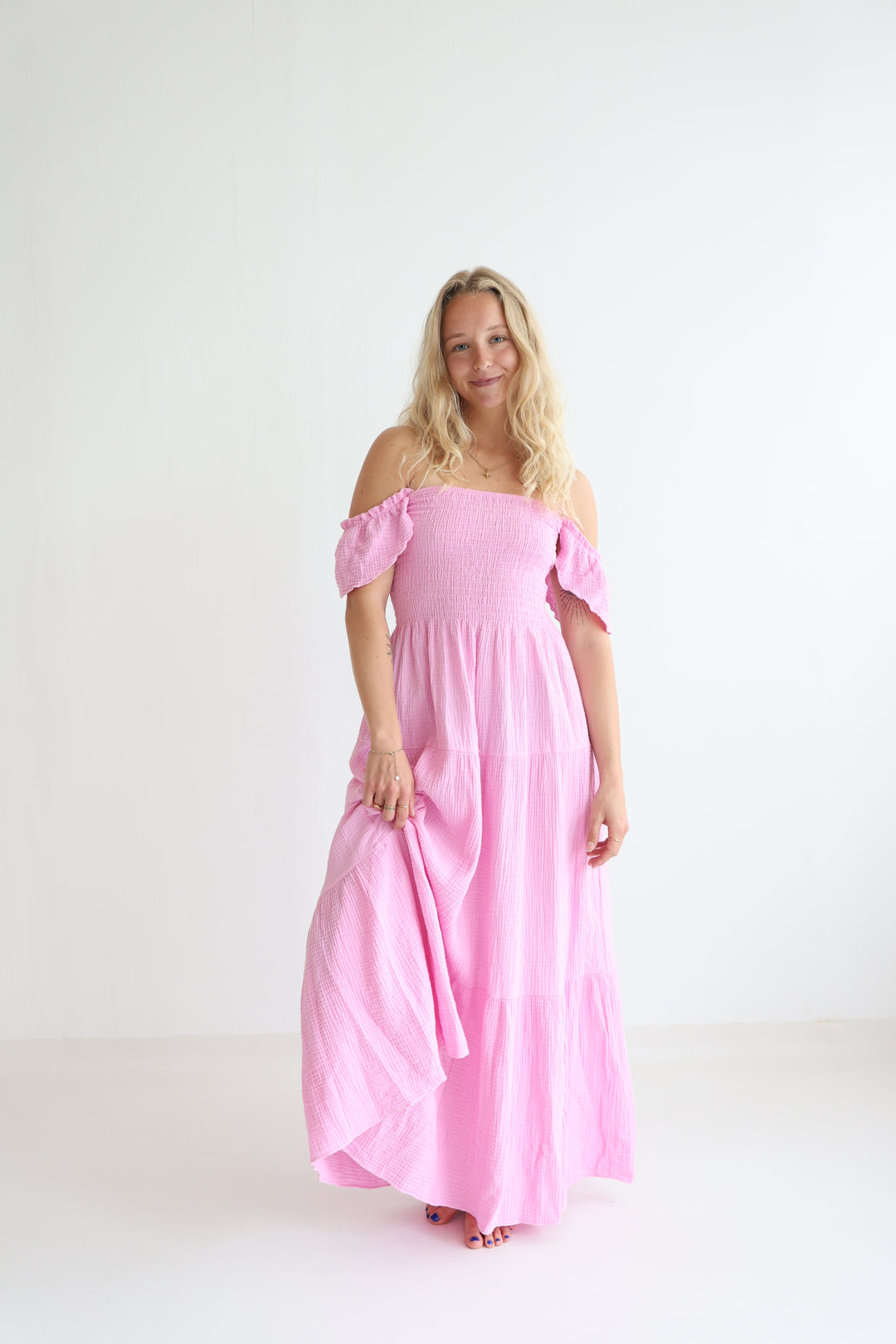 Langes Kleid mit Raffung Livia
