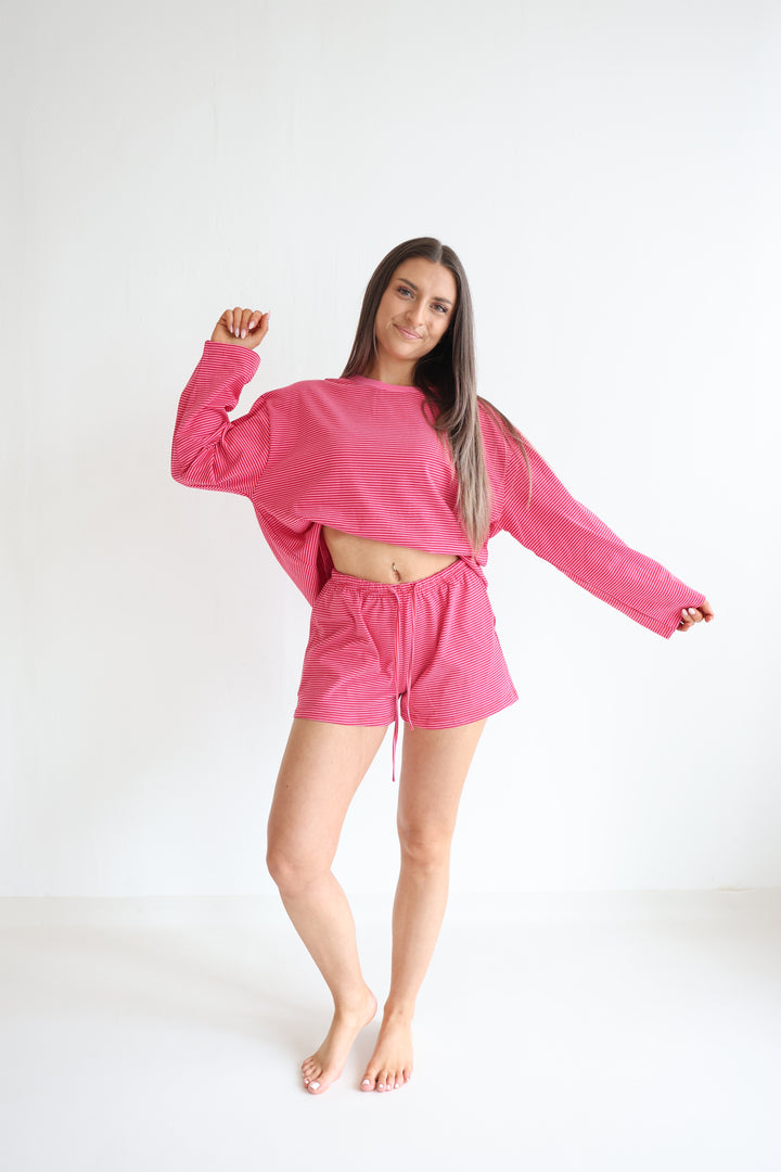 Striped Shorts Cherry Pink
