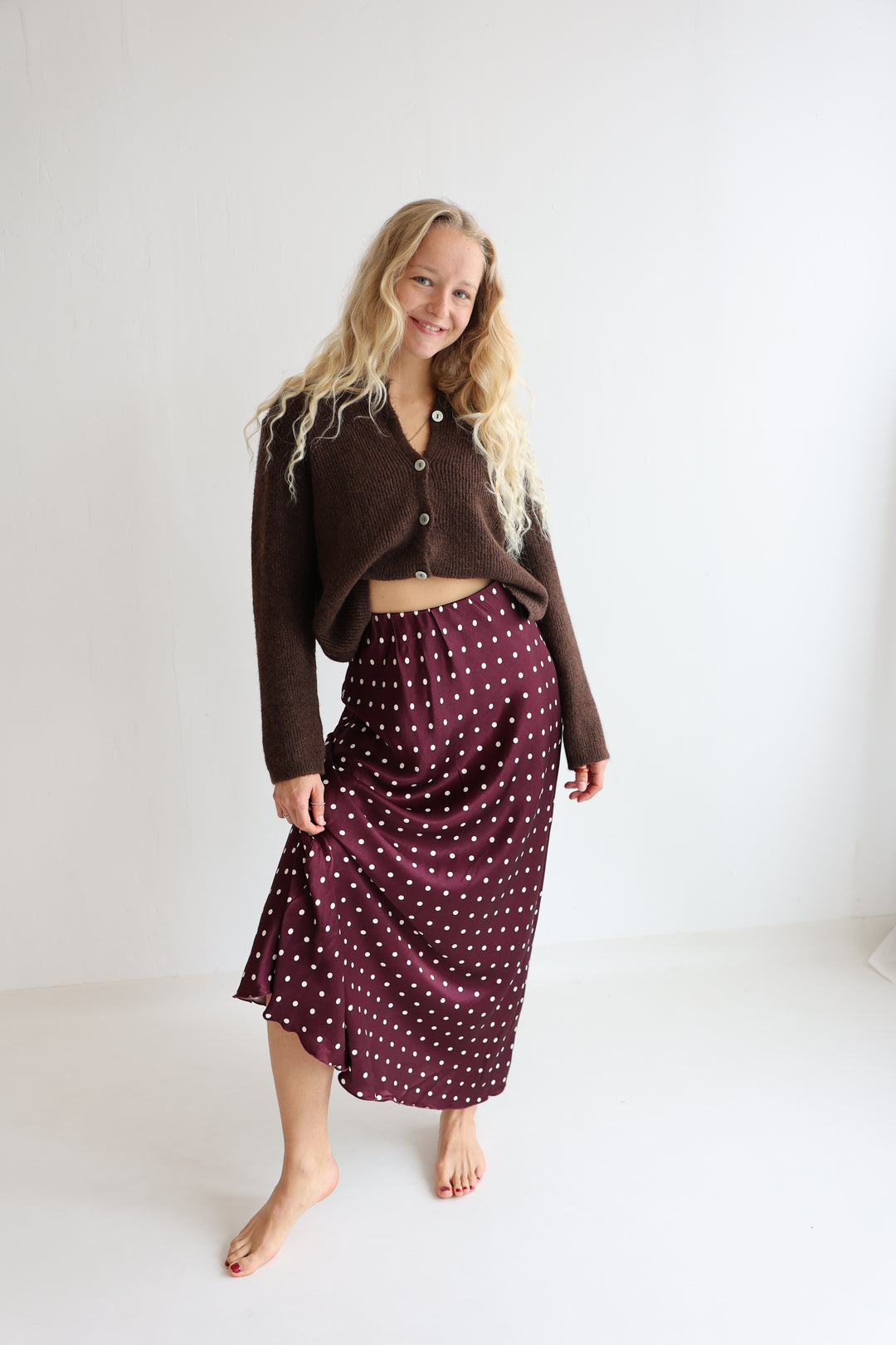 Langer Viskoserock Polka Dots