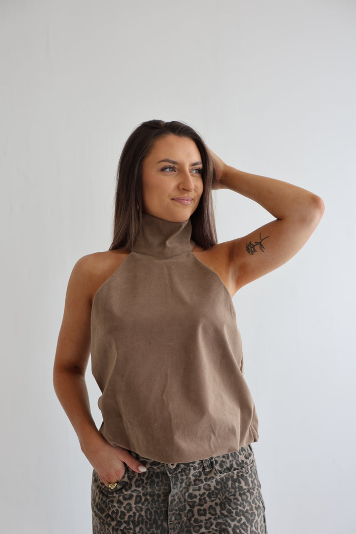 Neckholder-Top Velour Chic