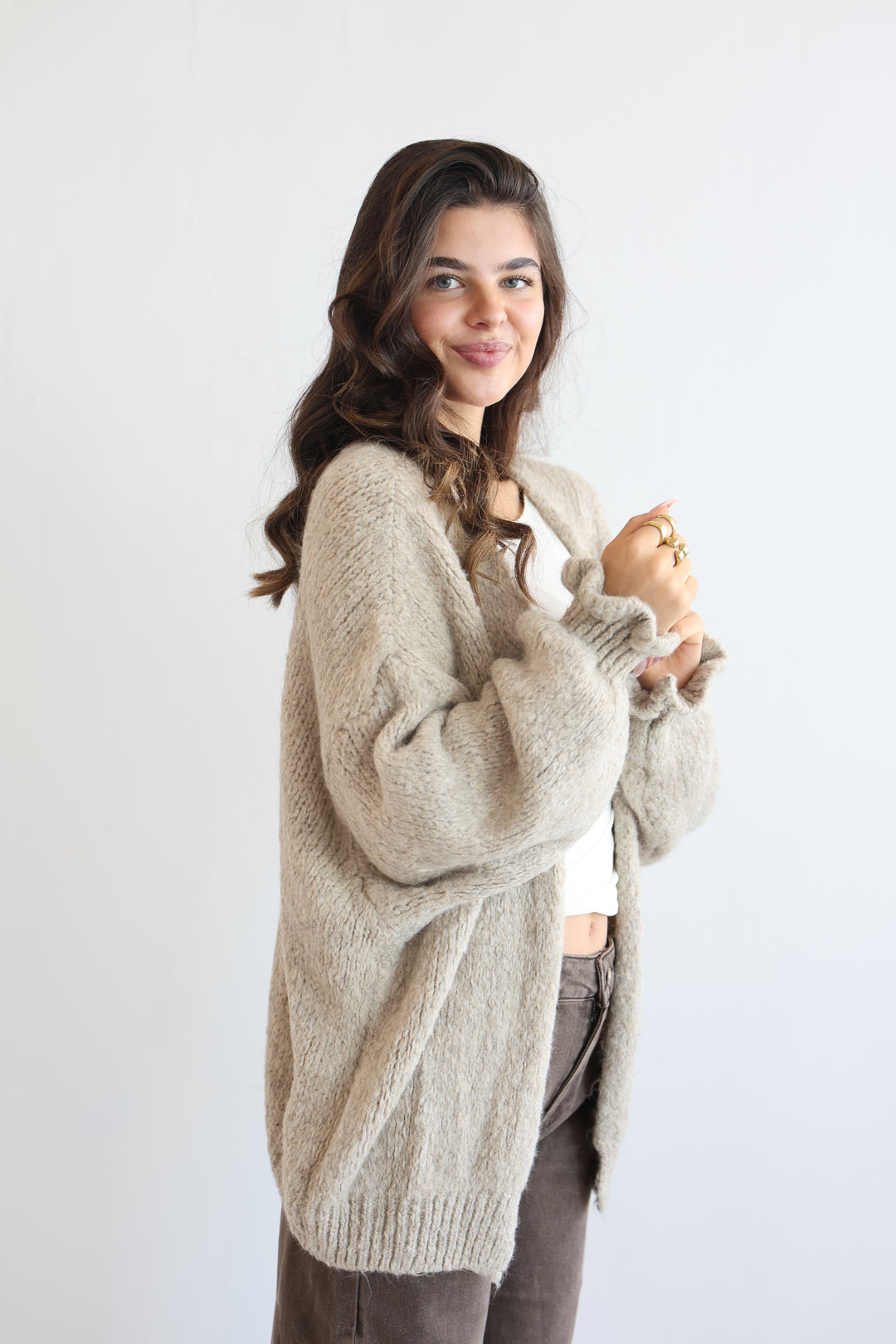 Offener Cardigan mit Rüschenärmeln Clara
