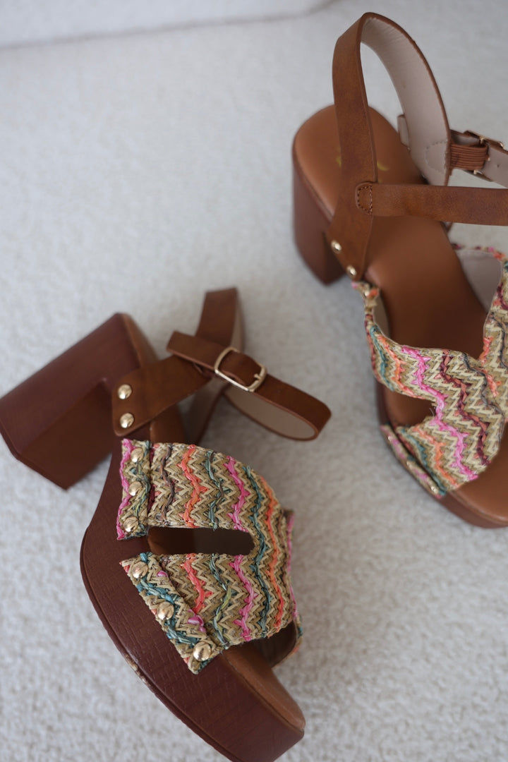 Plateau Sandale aus Leder Amber