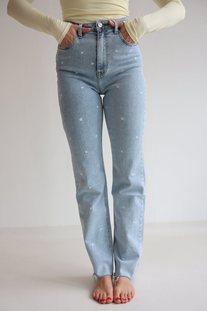 Fine Floral Straight Fit Jeans