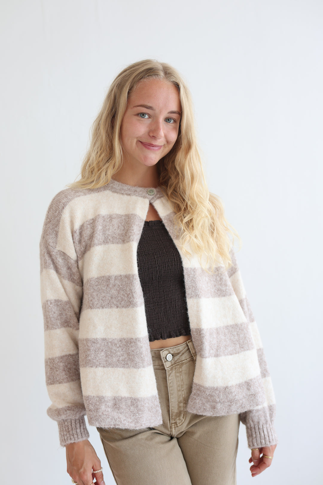 Sugar Stripe Button Cardigan