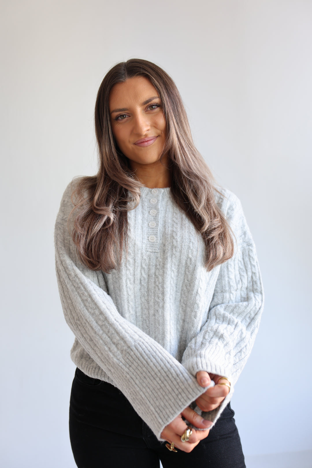 Ribbed Button Pullover