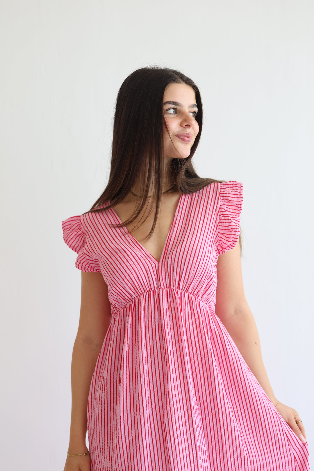 Langes Musselinkleid Casual Stripes