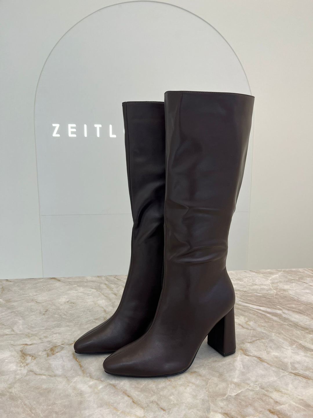 Sleek Leather Heeled Boots