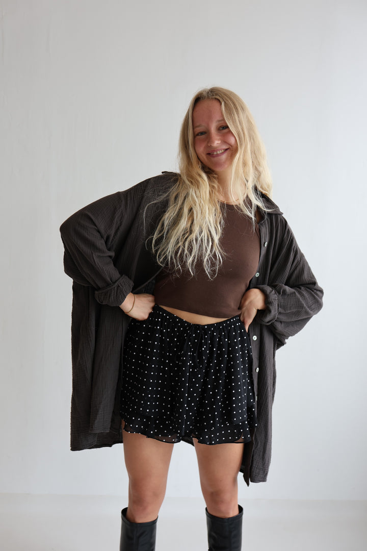 Oversize Blusenhemd aus Musselin (einfarbig)