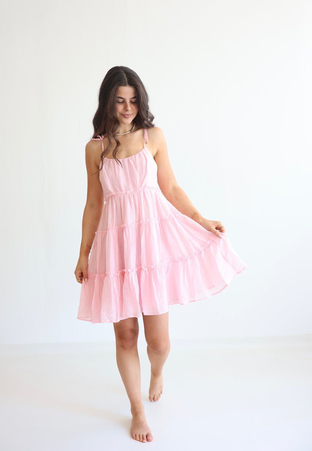 Bow Strap Tiered Dress