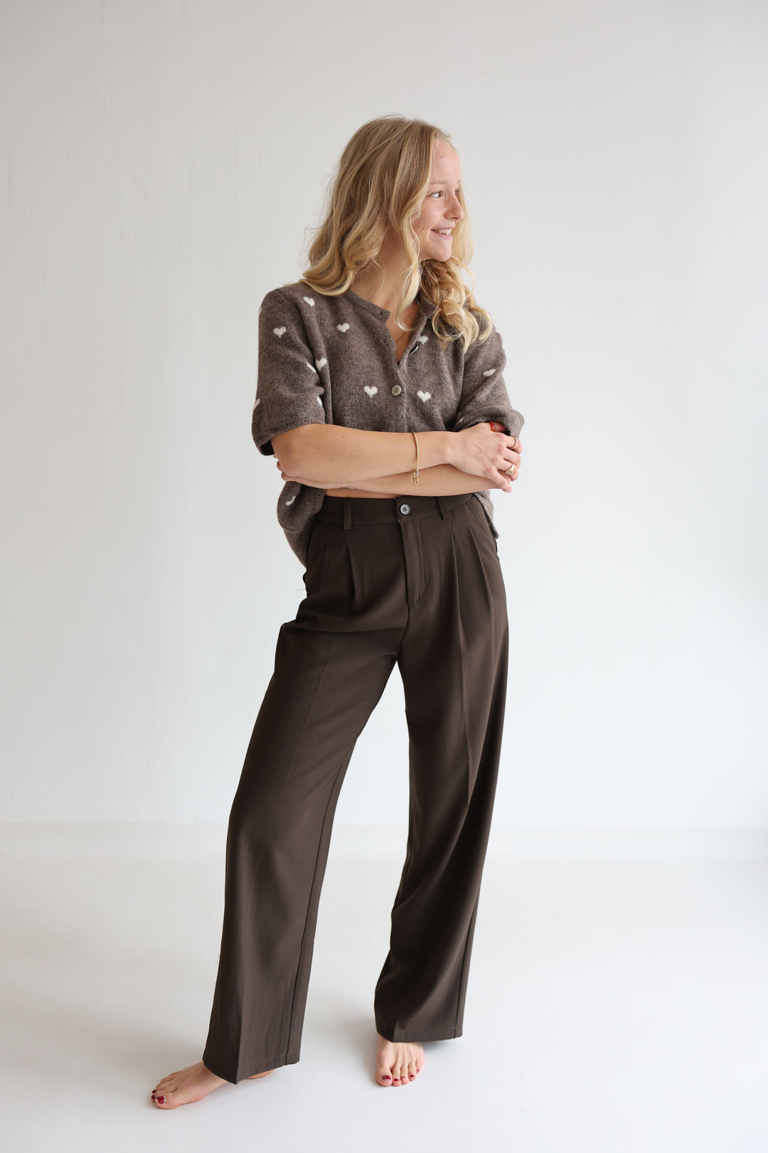 Kurzarm Cardigan Jolina mit Herzprint