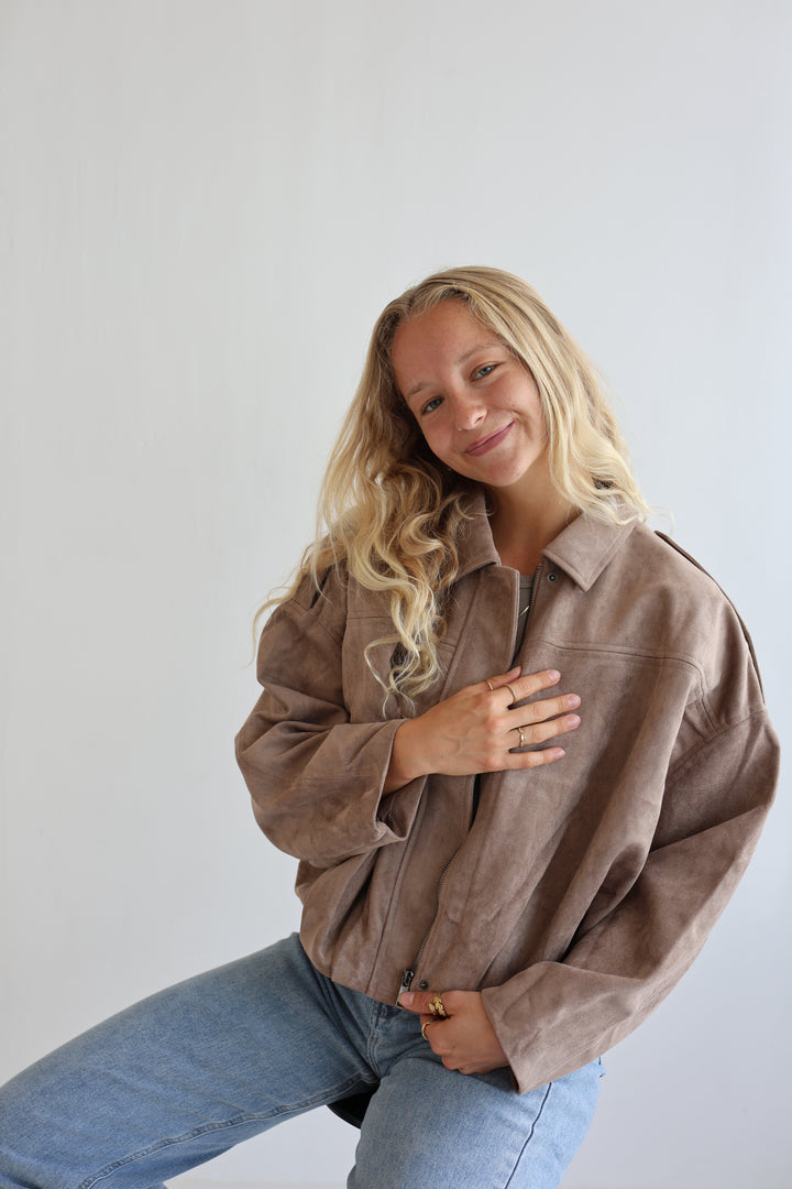 Luxe Suede Bomber Jacket