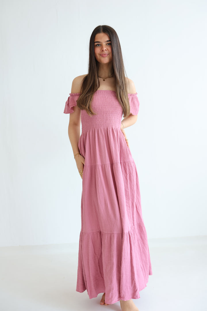 Langes Kleid mit Raffung Livia
