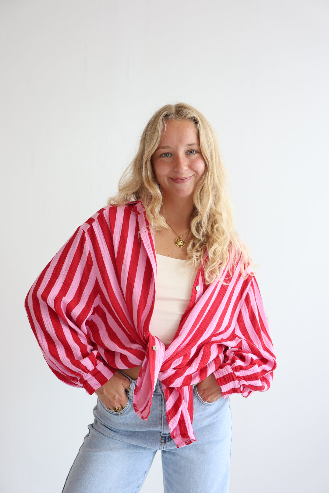 Musselinbluse Blockstripes