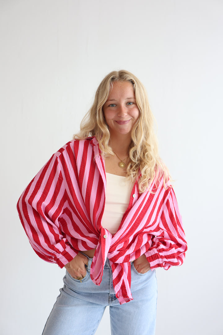 Musselinbluse Blockstripes