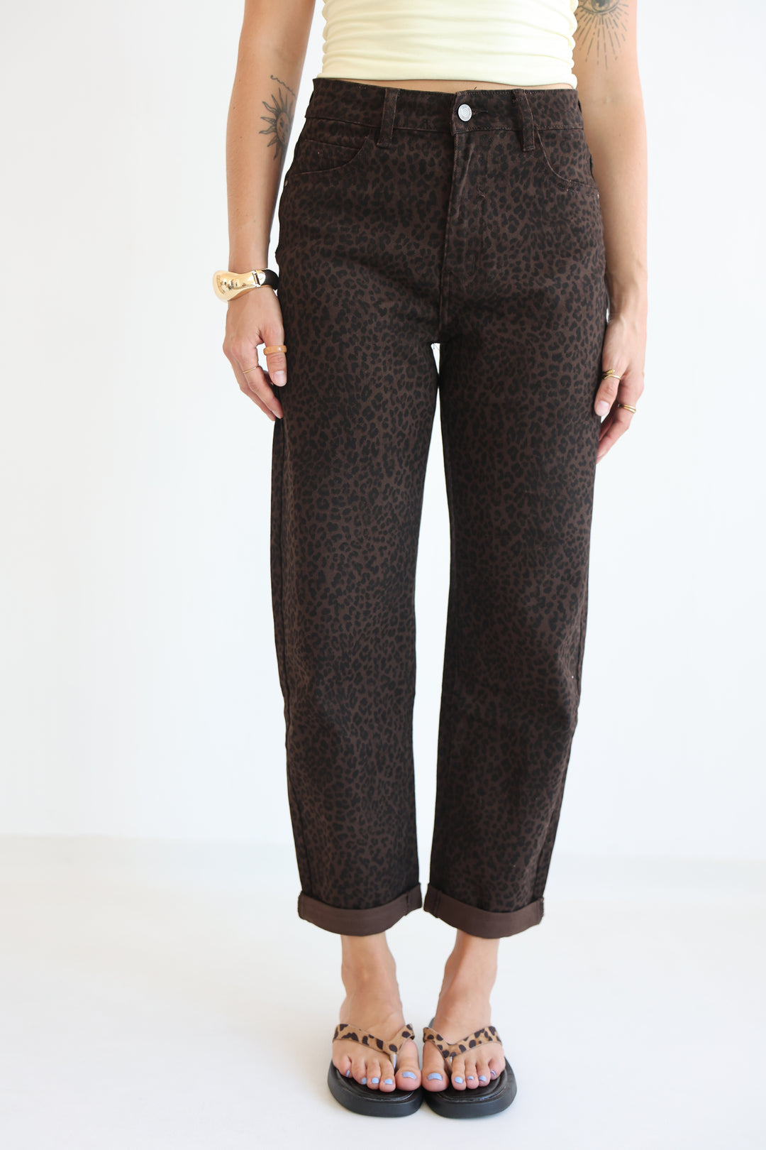 Shadow Leopard Mom Jeans