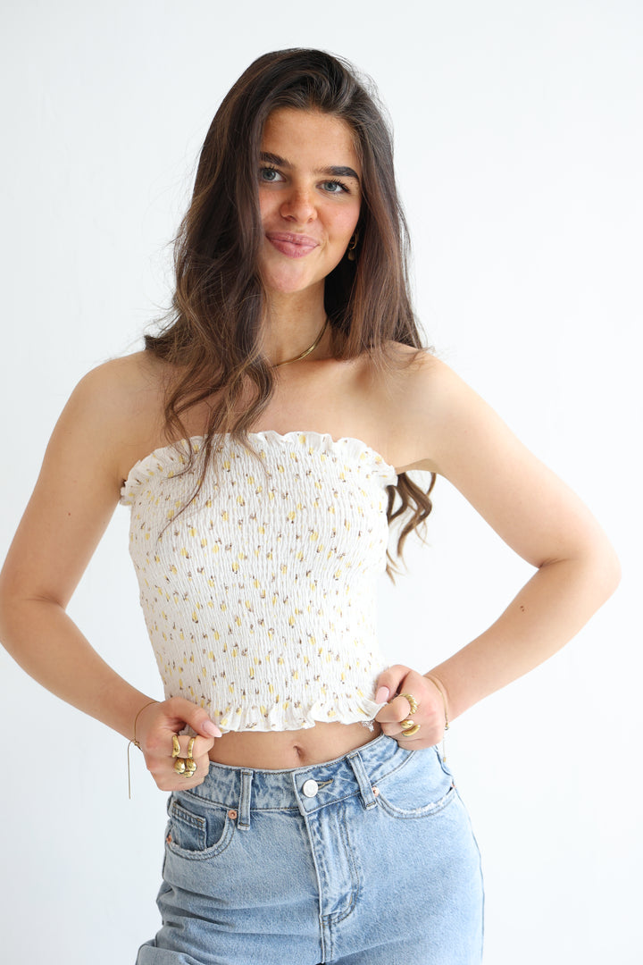 Rosy Ruffle Tube Top