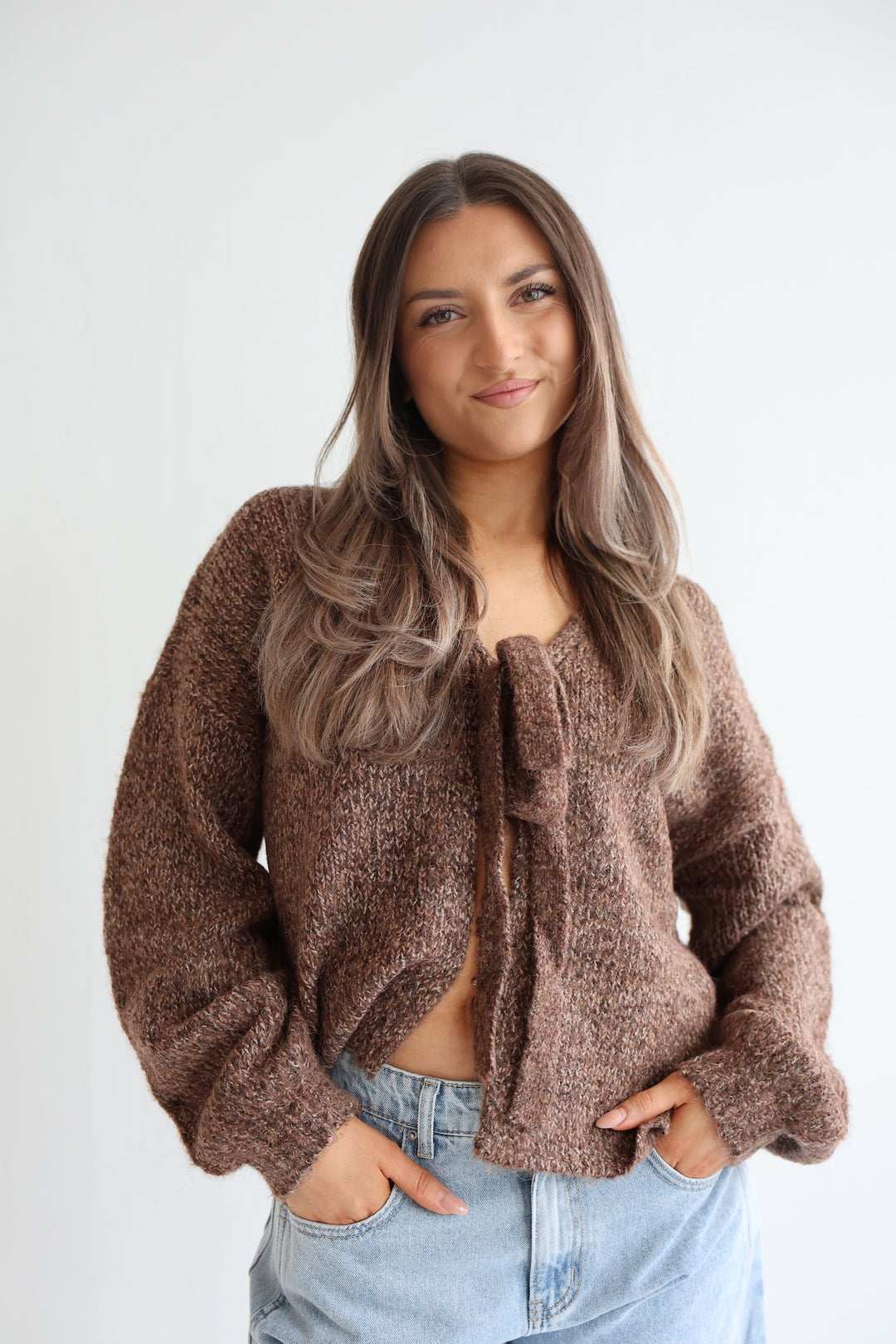 Knit Bow Cardigan Lanea