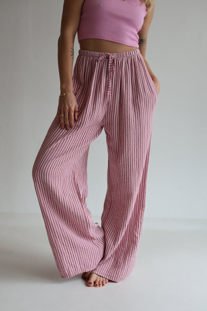 Lange Musselinhose mit Streifen Little Lines