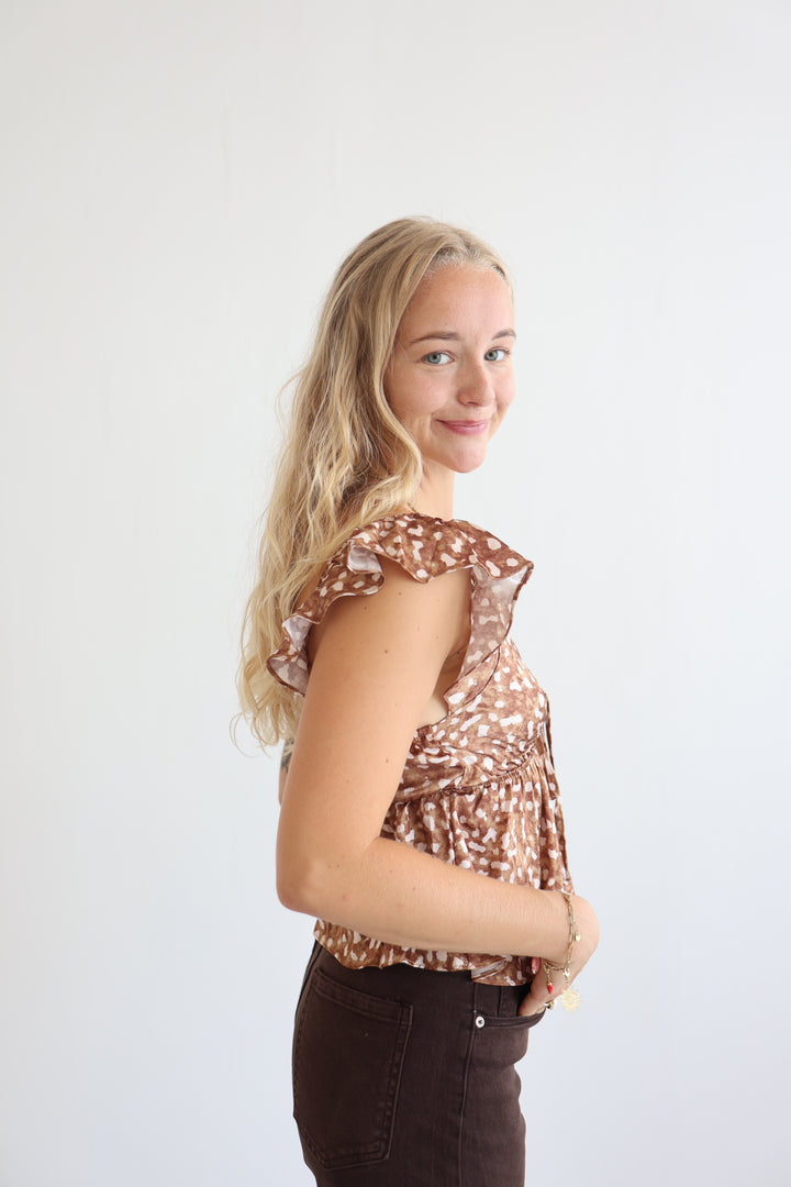 Cinnamon Splash Peplum Top