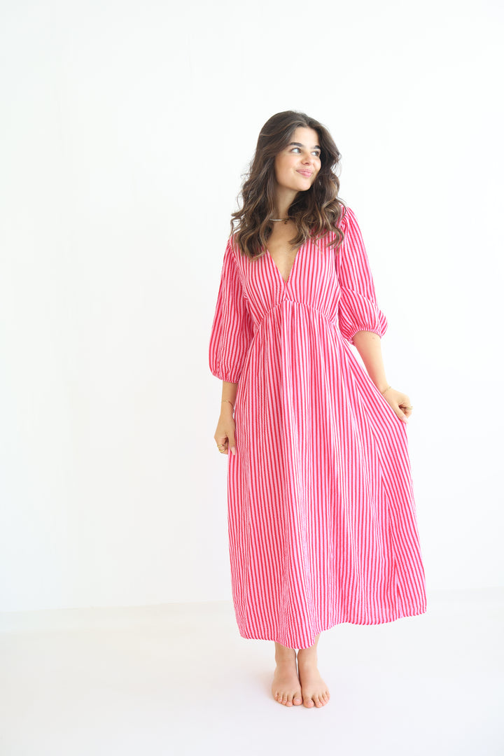 3/4 Arm Musselinkleid Summer Striped