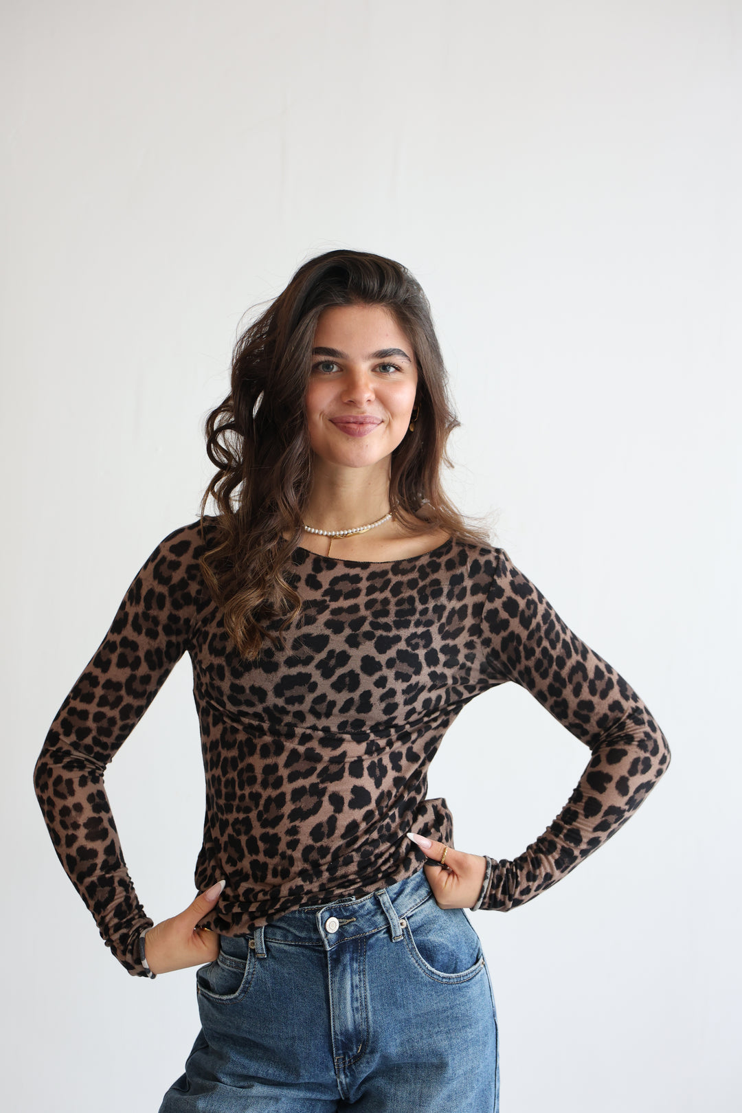 Cashmere Longsleeve mit Leoprint