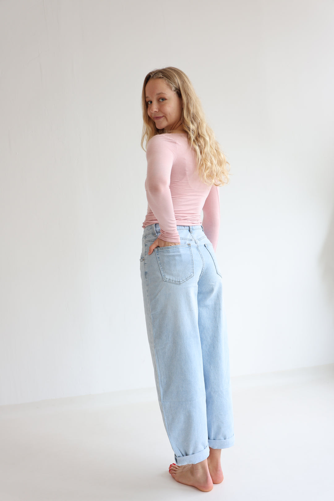 Barrel Fit Denim Blue Jeans