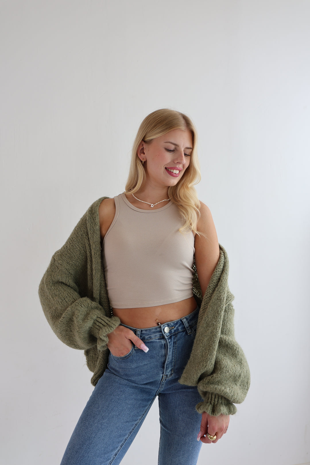 Offener Cardigan mit Rüschenärmeln Clara