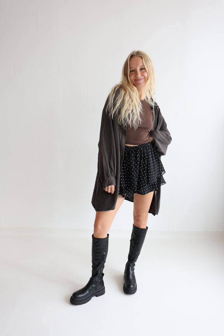 Oversize Blusenhemd aus Musselin (einfarbig)