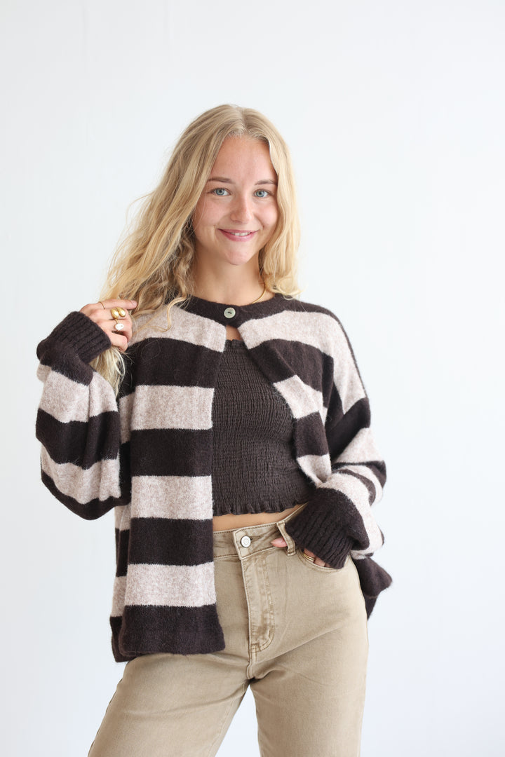 Sugar Stripe Button Cardigan