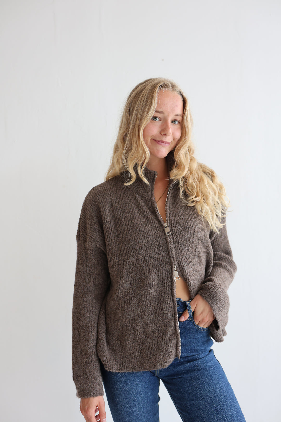 Casual Zipper Cardigan