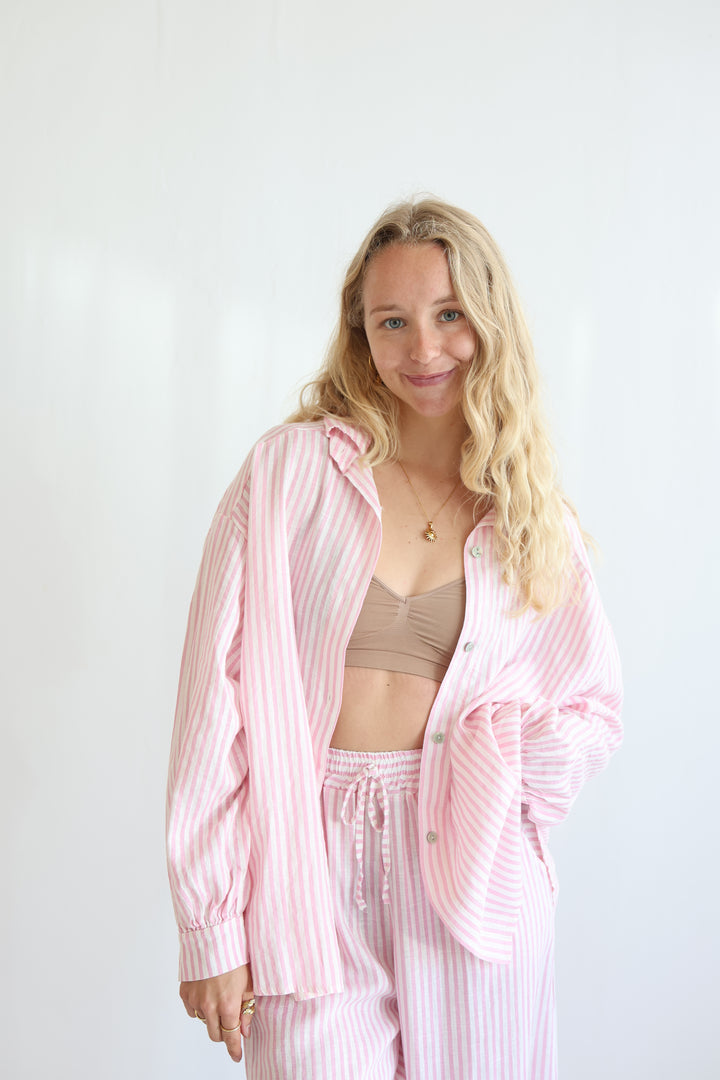 Oversize Striped Linen Bluse