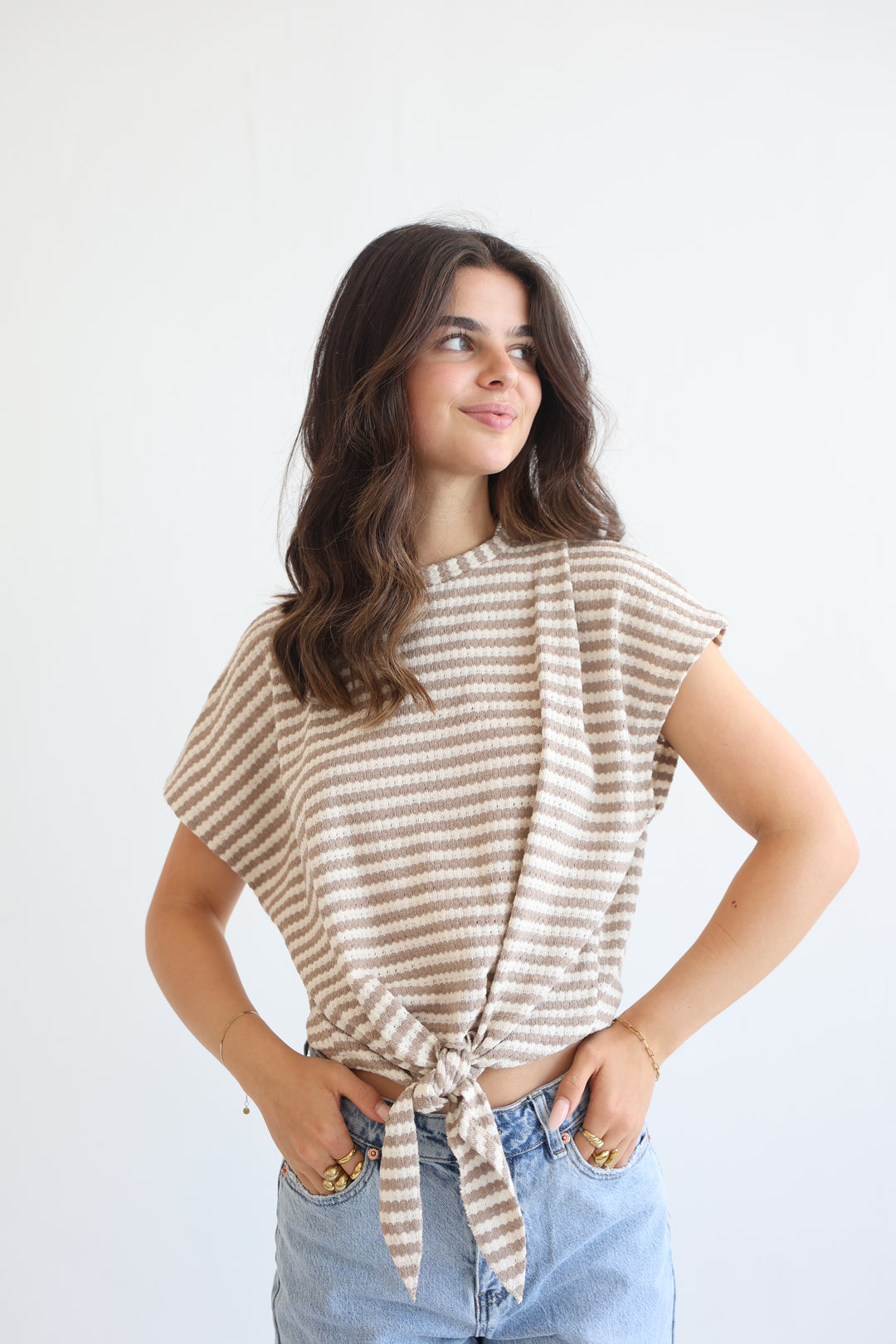 Striped Knit Knot T-Shirt