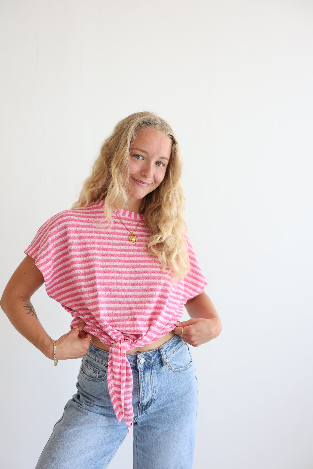 Striped Knit Knot T-Shirt