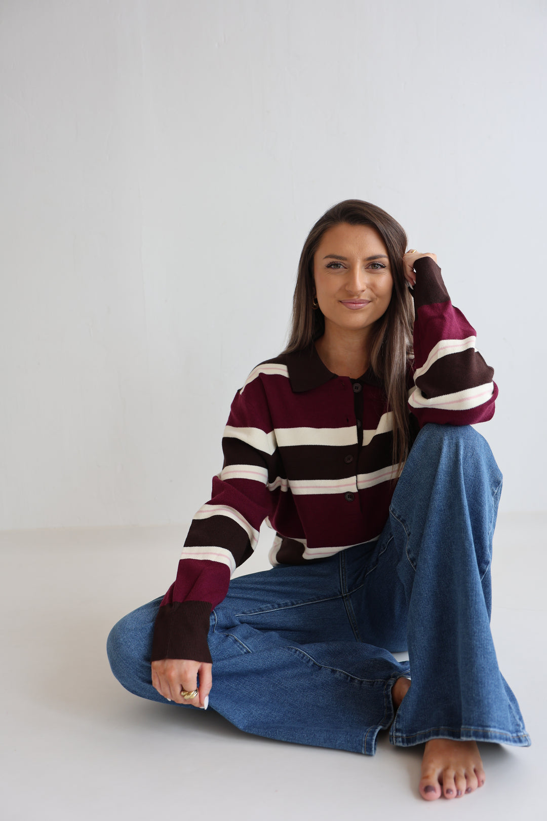 Striped Longsleeve Polo Heritage