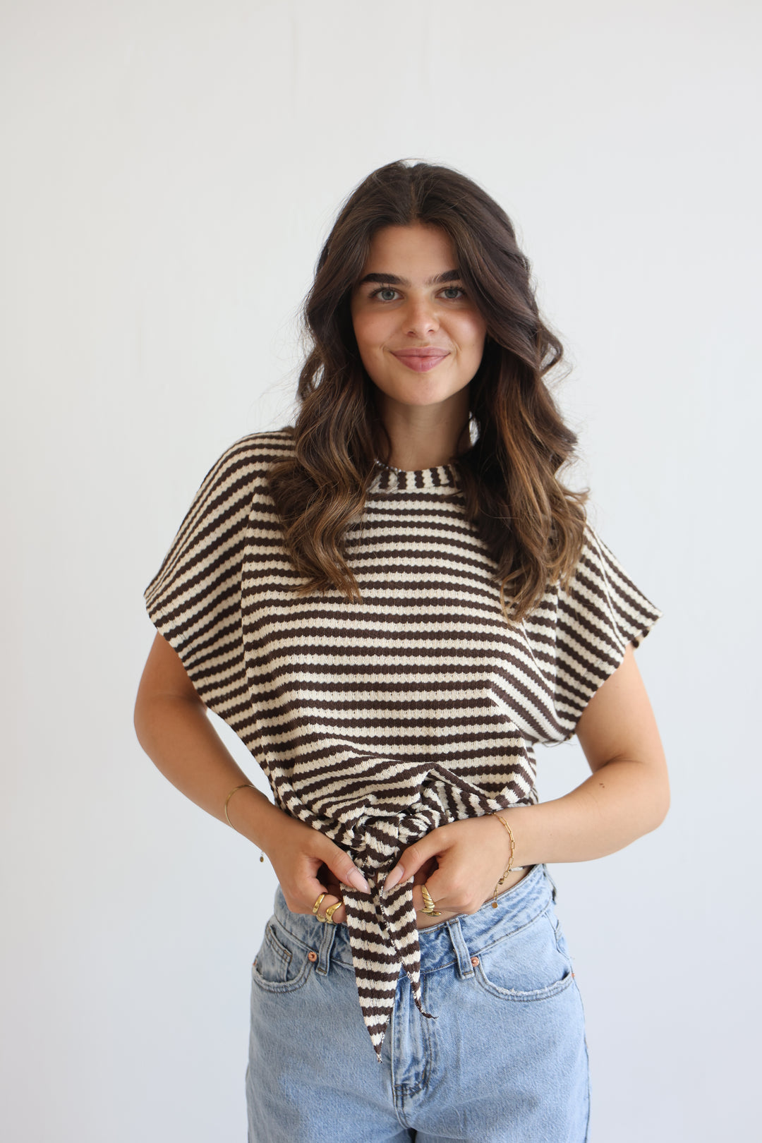Striped Knit Knot T-Shirt