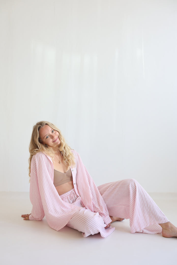 Oversize Striped Linen Bluse