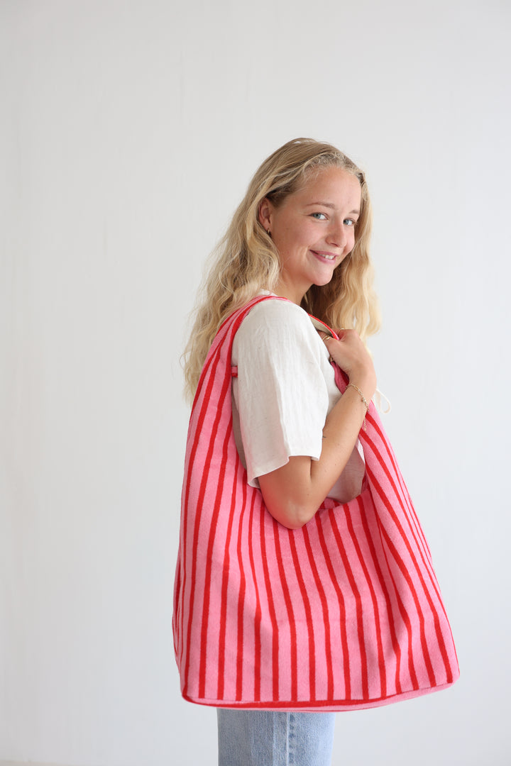 Pink Striped Frottee Bag