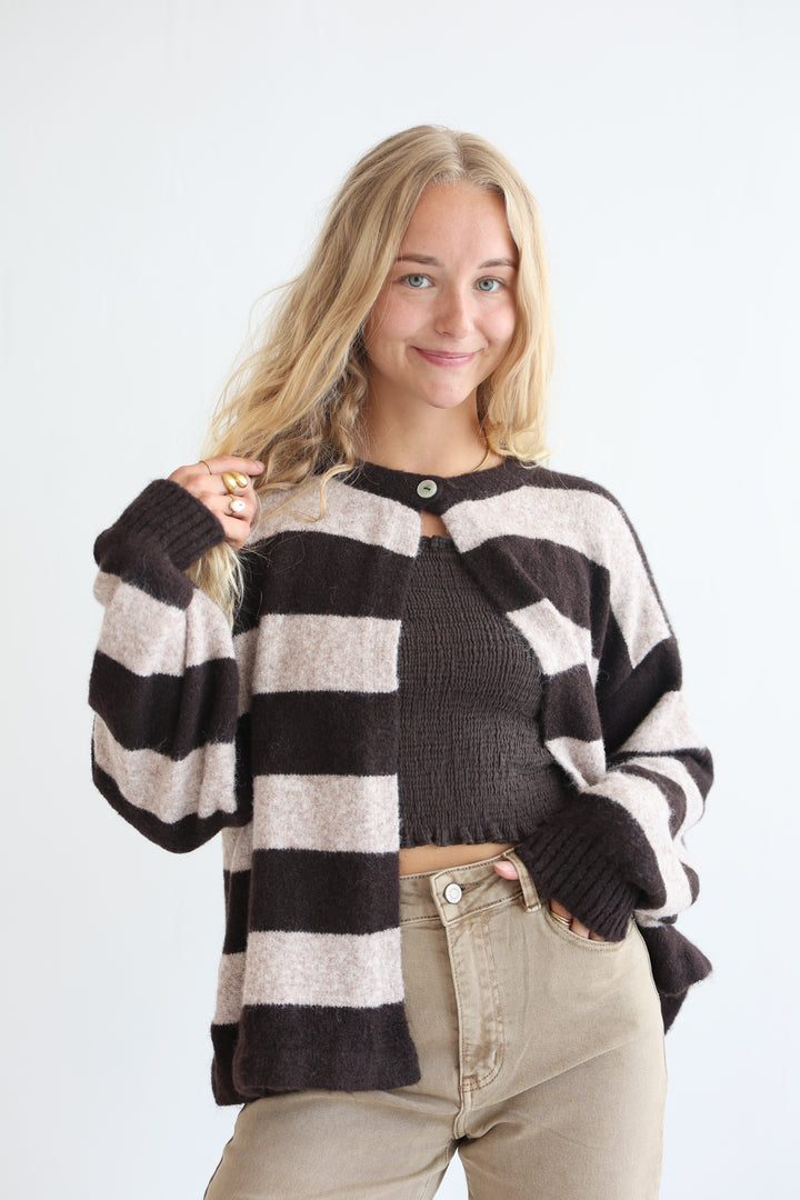 Sugar Stripe Button Cardigan