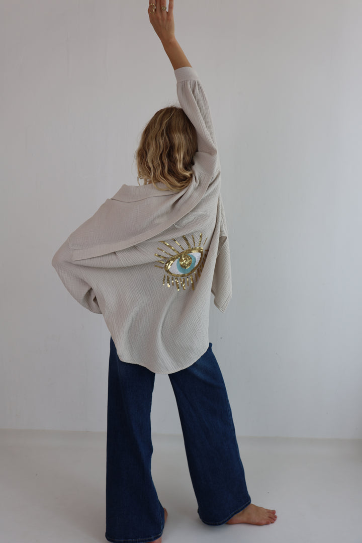Oversize Blusenhemd aus Musselin Golden Eye