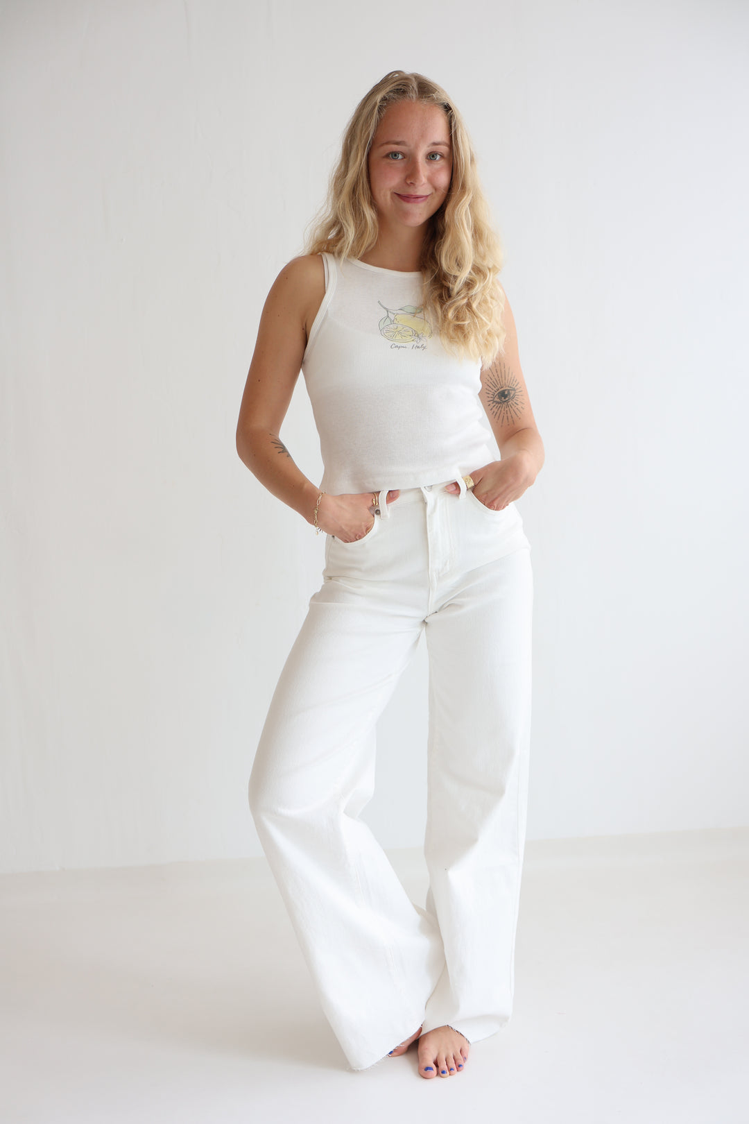 White Extra Long Jeans