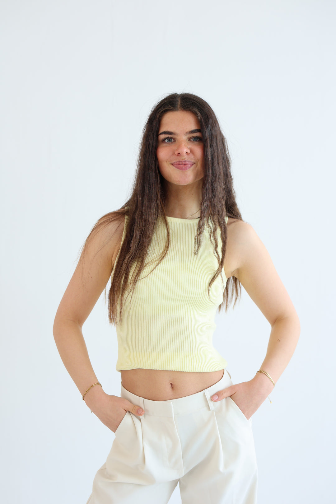 Stretch Ribbed Basic Top