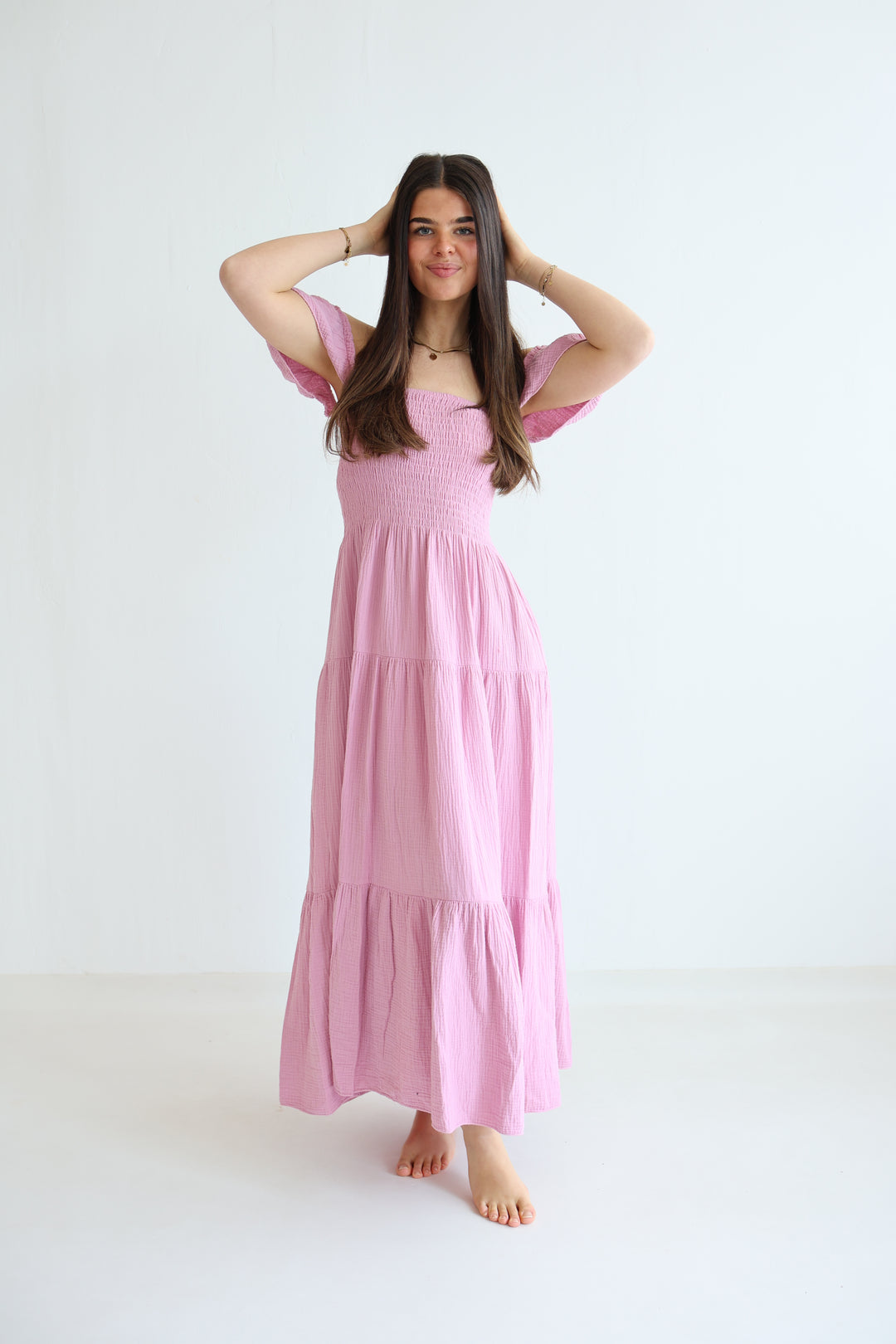 Langes Kleid mit Raffung Livia