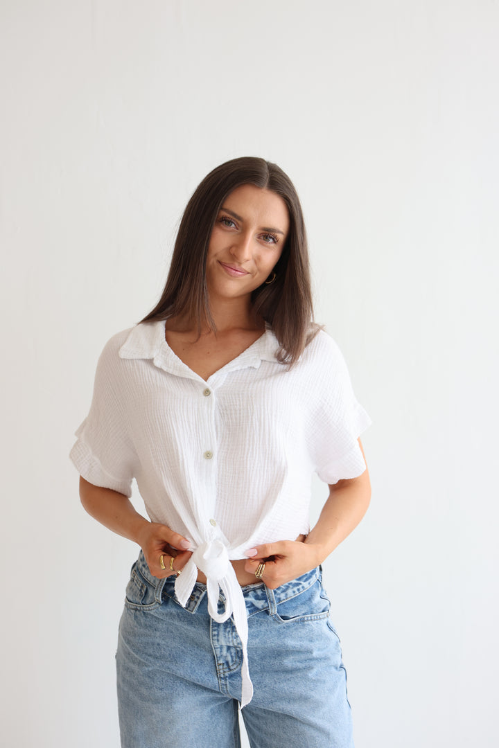 Knot Front Musselin Shirt