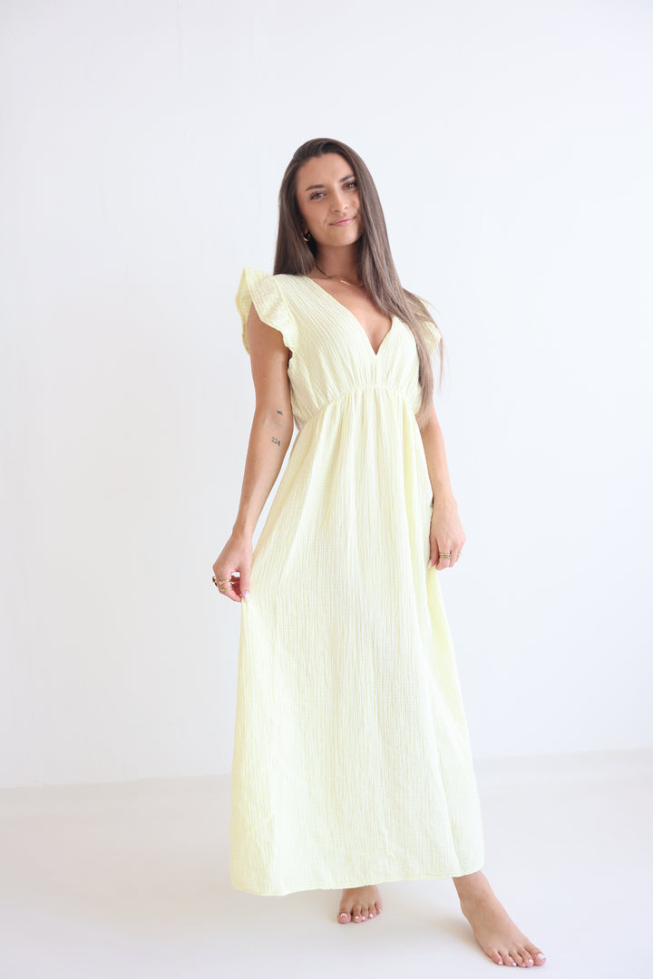 Langes Musselinkleid Casual Stripes
