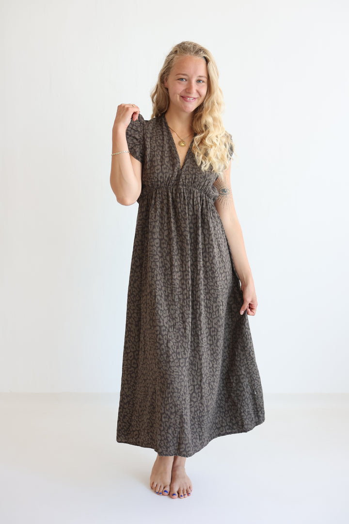 Langes Musselinkleid Timeless Leopard